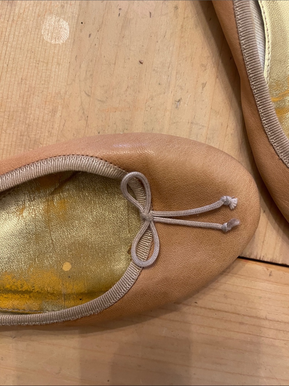 J. Crew Leather Ballet Flats in Camel with Gold Insole - Picture 3 of 6